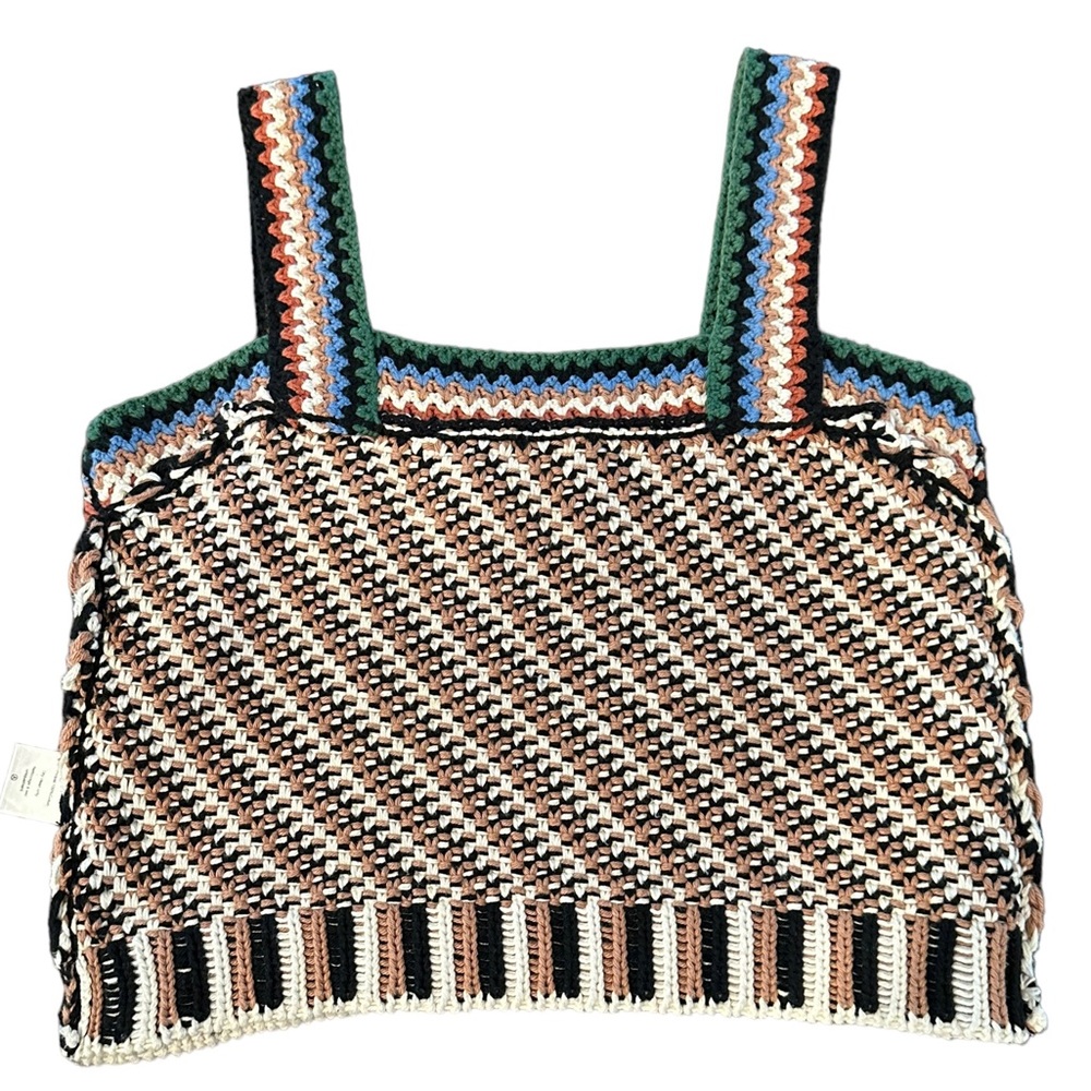Veronica Beard Livina Woven Knit Sweater Stripe Diagnol Geometric Tank Top Small - Picture 4 of 16